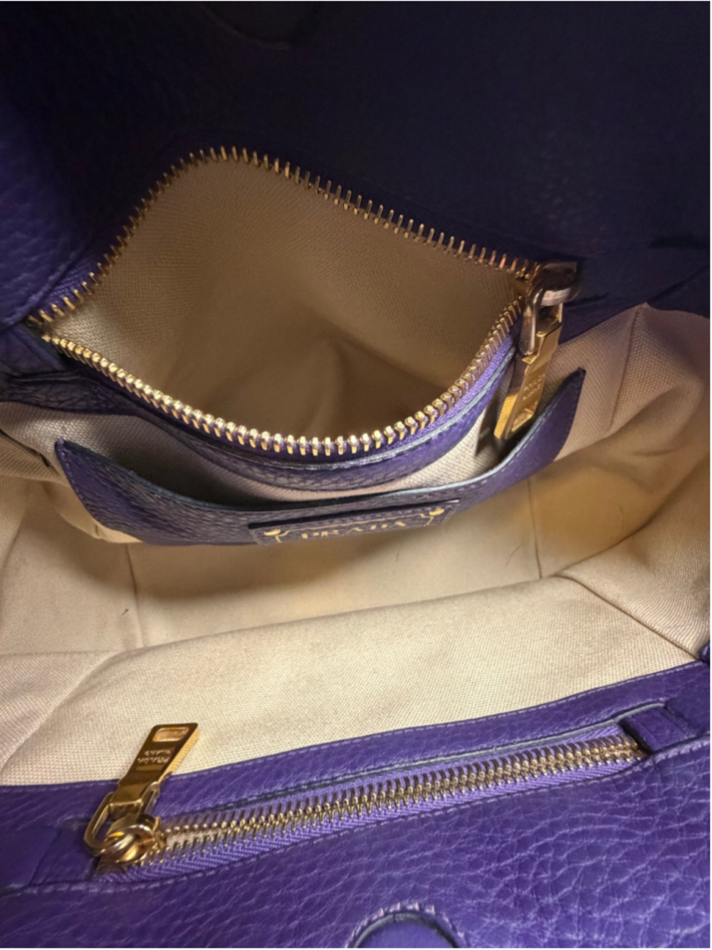 Women's Prada Leather Tote Bag One Size Purple - Picture 12 of 13